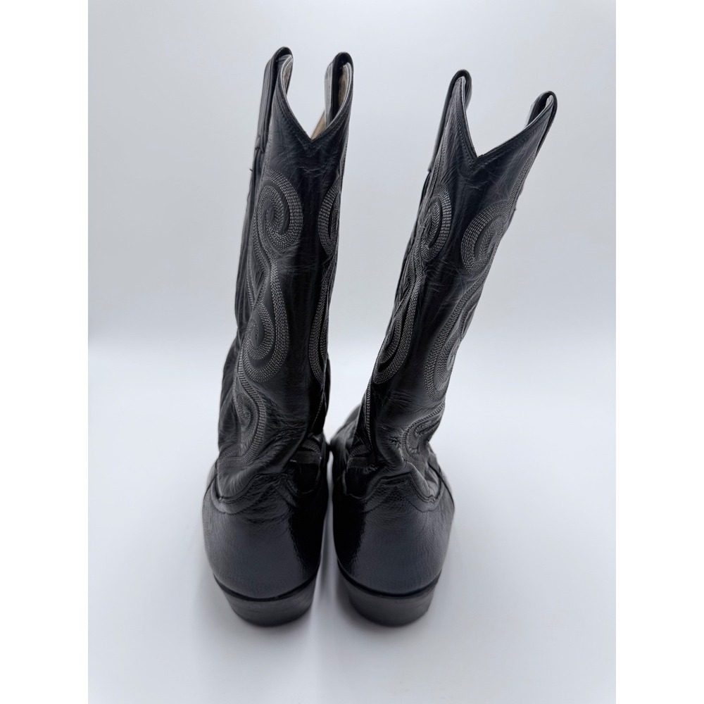 Tony Lama Mens Black Leather Western Cowboy Boots 03081 Size 9.5 D - Picture 6 of 14